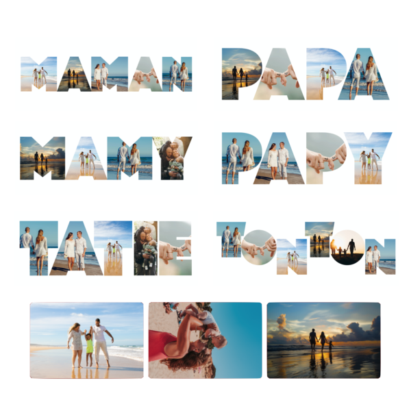 Un grand magnet "famille"+ 3 magnets rectangles