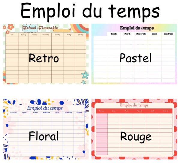 Emploi du temps et semainier - Offre spécial rentrée