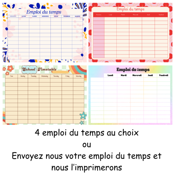 Emploi du temps image produit Emploi du temps magnétique et effaçable