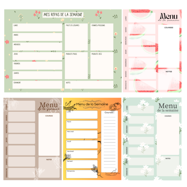 Menu de la semaine magnétique et effaçable