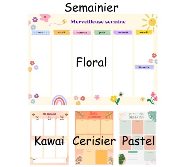 Emploi du temps et semainier - Offre spécial rentrée